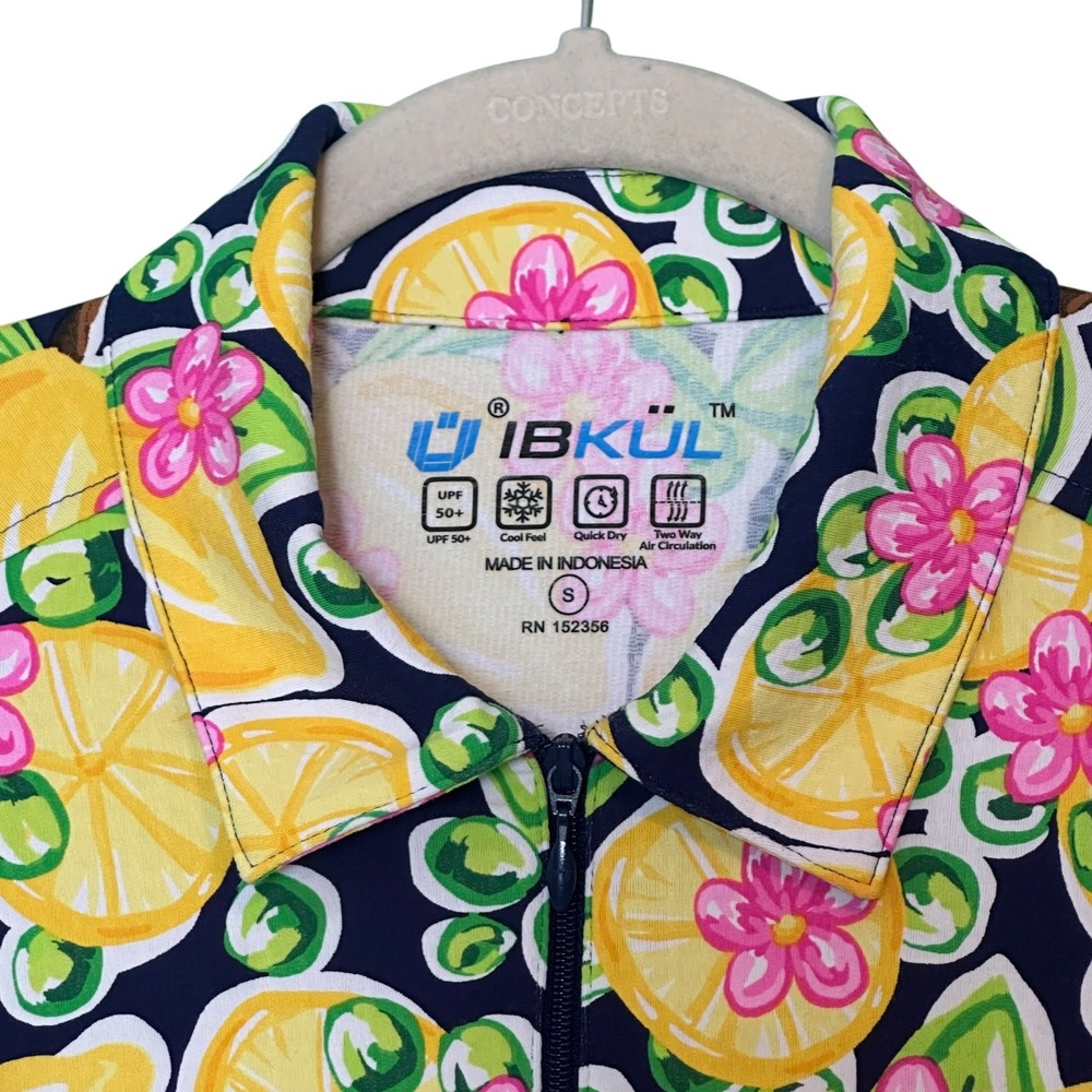 IBKUL Godet Golf Dress Lemon Floral Print UPF50 Cooling Zip Performance S - Picture 9 of 14